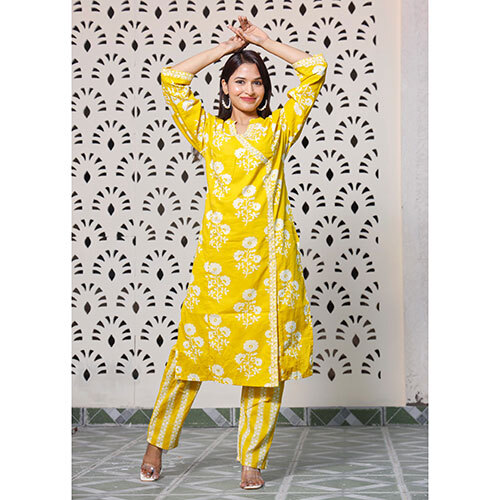 Angrakha Yellow - Design: Plain