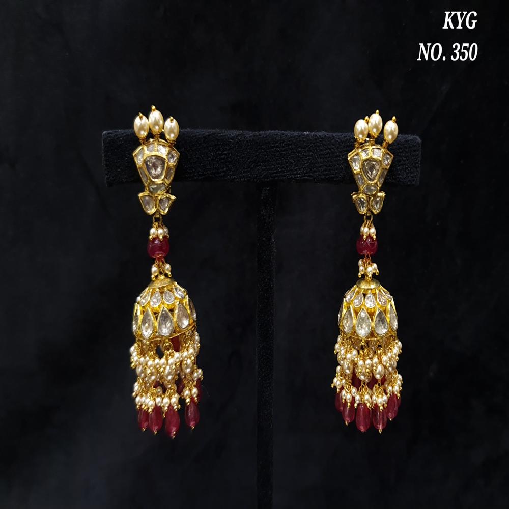Gold Party Wear Uncut polky open setting earrings