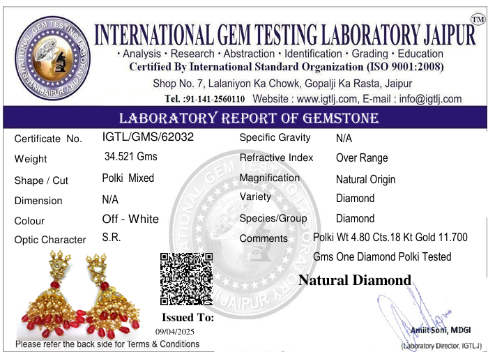 Gold Party Wear Uncut polky open setting earrings