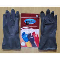 Victor Plus House Hold Flock Lined Rubber Hand Gloves