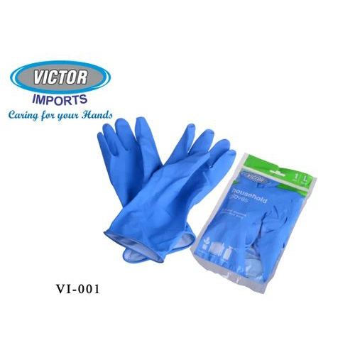Victor Household Flock Uned Rubber Hand Gloves - Latex Material Full-fingered Medium Large Xl Sizes Available Colors: Blue Yellow Orange | Ideal For Gardening Household Hospitals