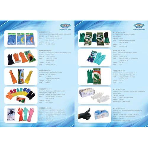 Flock Lined Gloves - Latex Free Size Blue & Yellow | Industrial-grade Recyclable Portable Cut Chemical & Heat Resistant 40g Weight