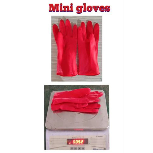 Mini Diamond Rubber Gloves - Rubber, Free Size, Red | Quick-dry, Washable, Waterproof, Unisex Full Finger Design For Household Tasks