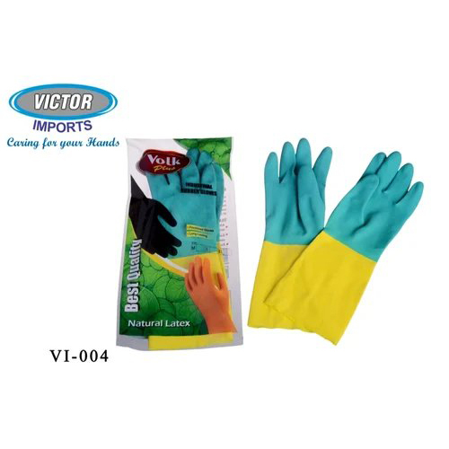 Volk Plus House Hold Flock Lined Rubber Hand Gloves