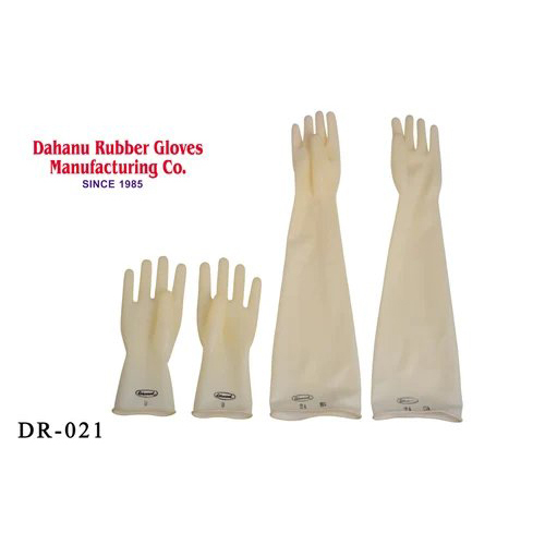 Post Mortem Rubber Hand Gloves - Rubber Material, 24 Inch Size, Orange & White Color | Disposable, Powdered, Unisex Design, Full Fingered Style