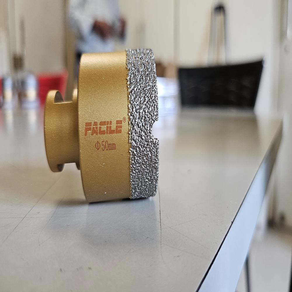 Facile 50mm Diamond Drill Bit For Marble, Granite & Tiles | Core Hole Cutter For Smooth, Chip-free Drilling | Ideal For Stone, Ceramic & Porcelain Surfaces | Long-lasting Precision Tool - Color: Silver