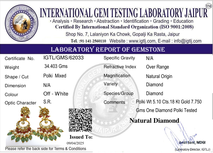 18kt Stylish Chandbali with Uncut Polki Diamond