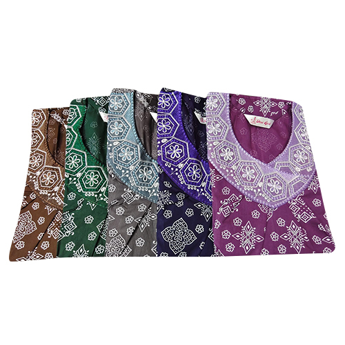 Round Embroidery Side Pockets Nighty