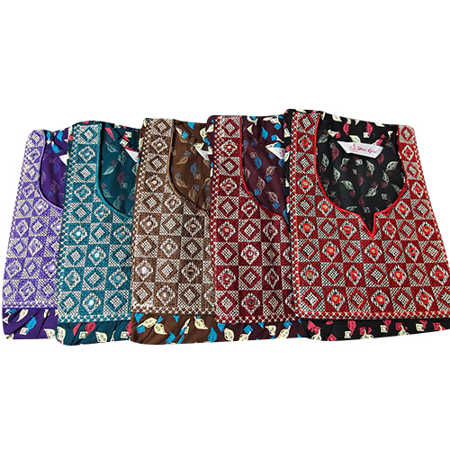 Embroidery Side Pocket Nighty - Color: Multi