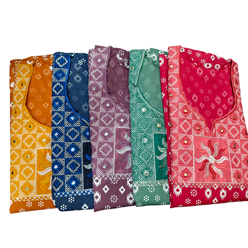 Ladies Embroidery Nighty - Color: Multi