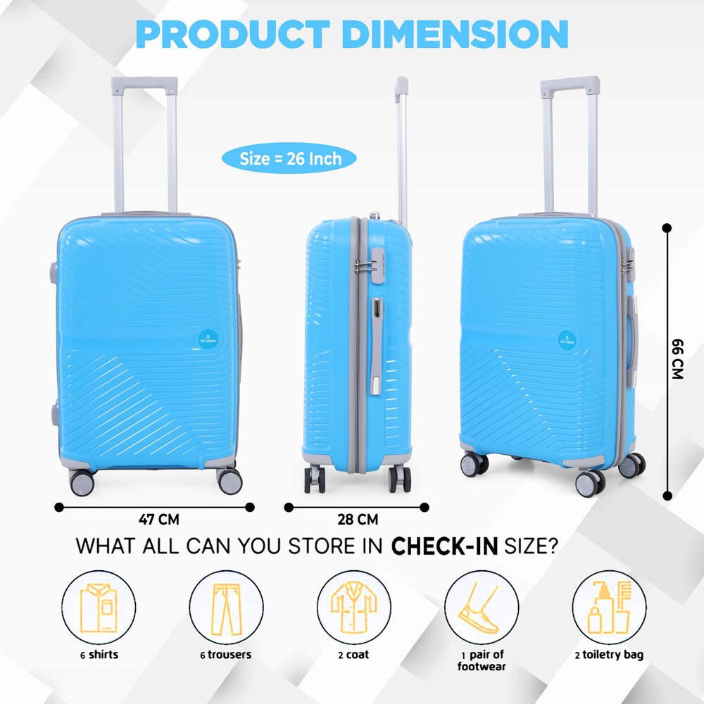 Sky Blue Check In Trolley Bag - Feature: High Quality / Attractive Design