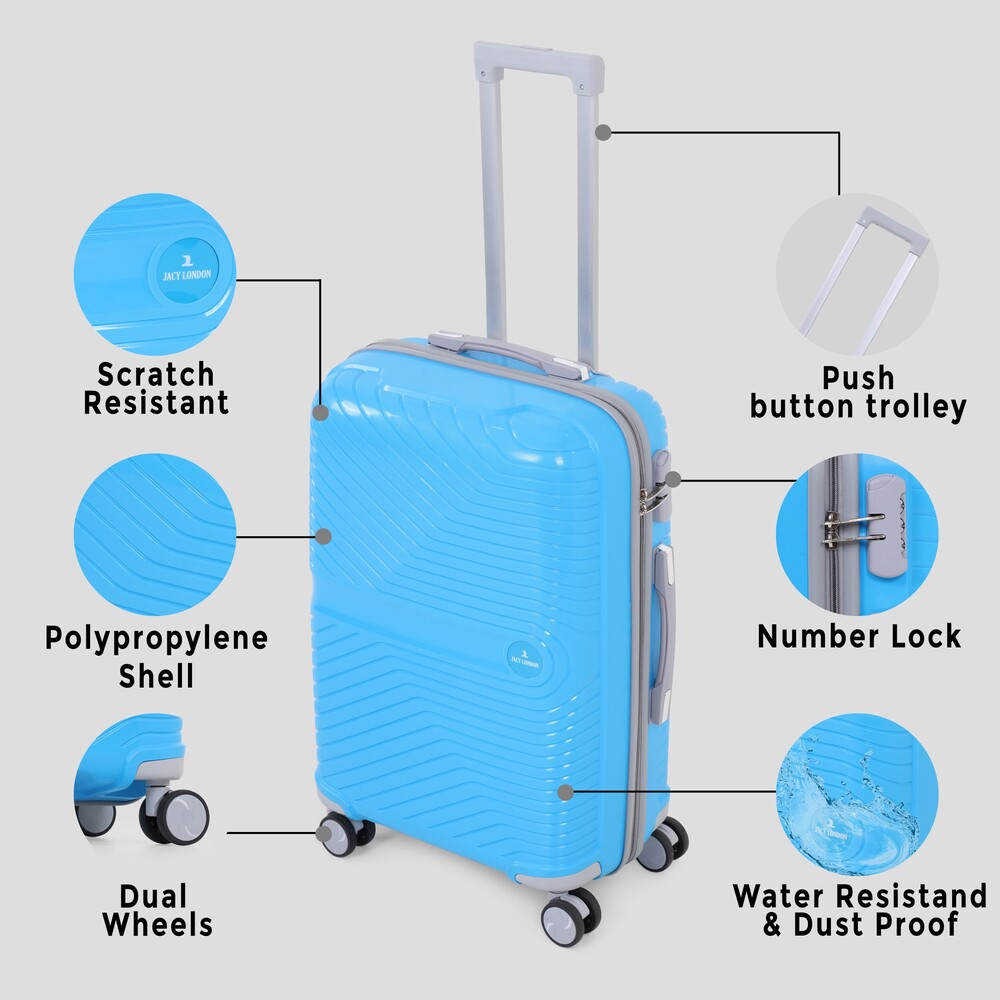 Sky Blue Check In Trolley Bag - Feature: High Quality / Attractive Design