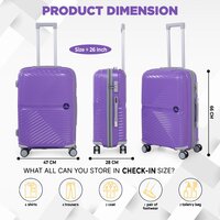 purple check in trolley bag