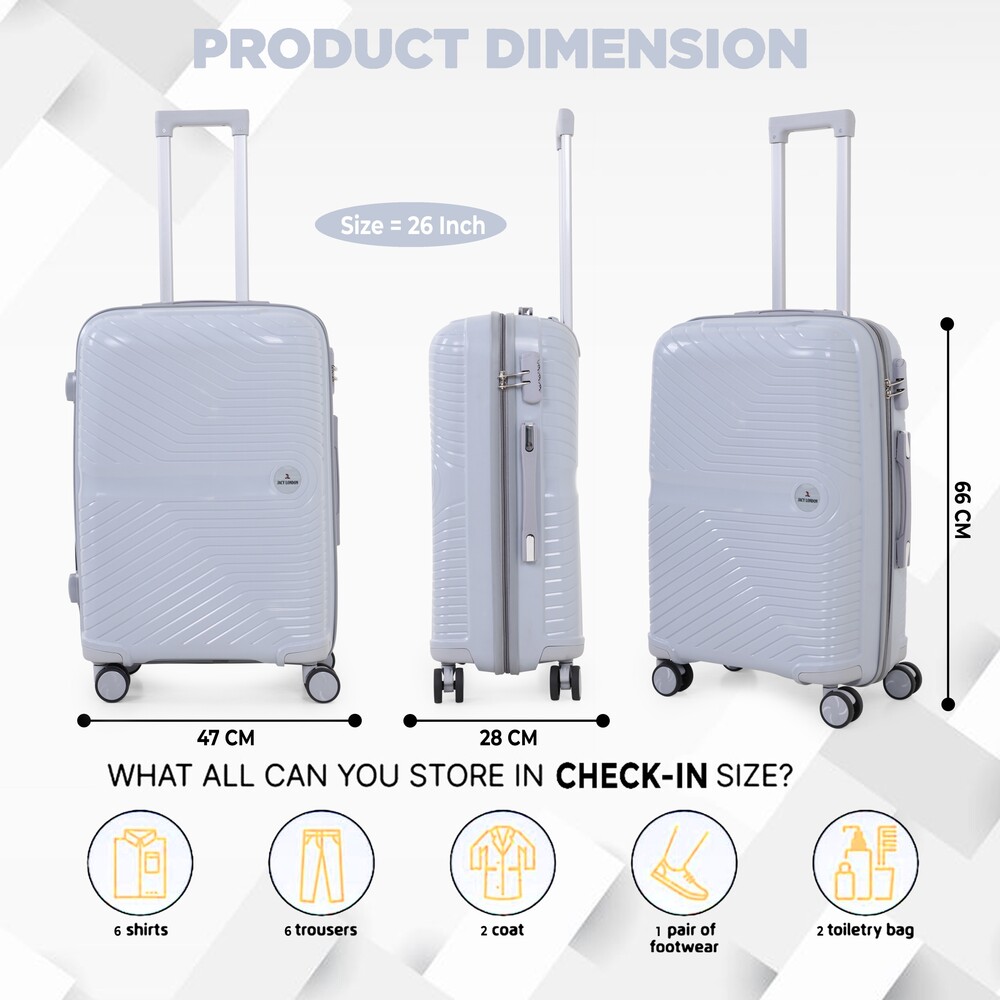 grey check in trolley bag