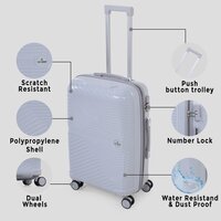 grey check in trolley bag