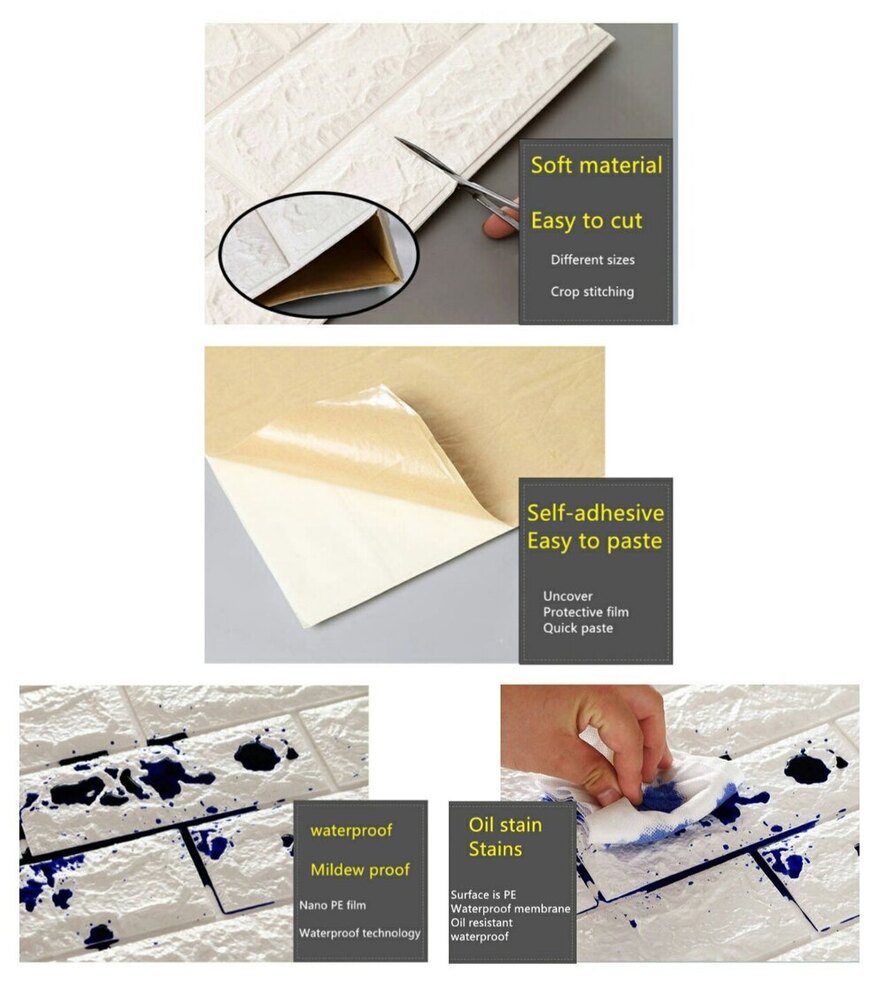 3d Brick Foam Wallpaper - Pe Foam, 70x77 Cm | Modern, Moisture-proof Design For Home, Hotel, Office, And Restaurant Interiors