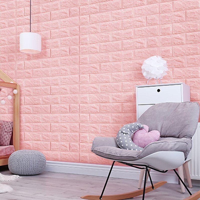 3D PINK BRICK SELF ADHESIVE WALLPAPER