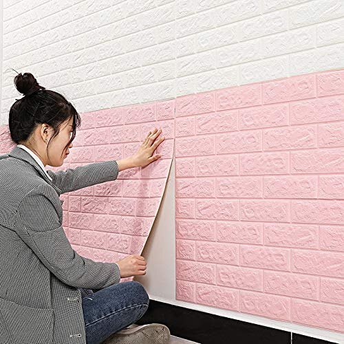 3D PINK BRICK SELF ADHESIVE WALLPAPER