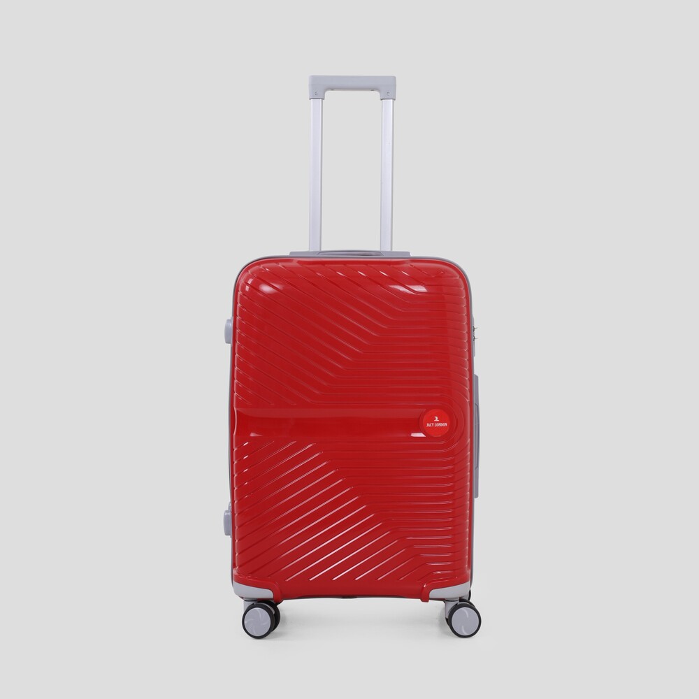 Red check in trolley bag