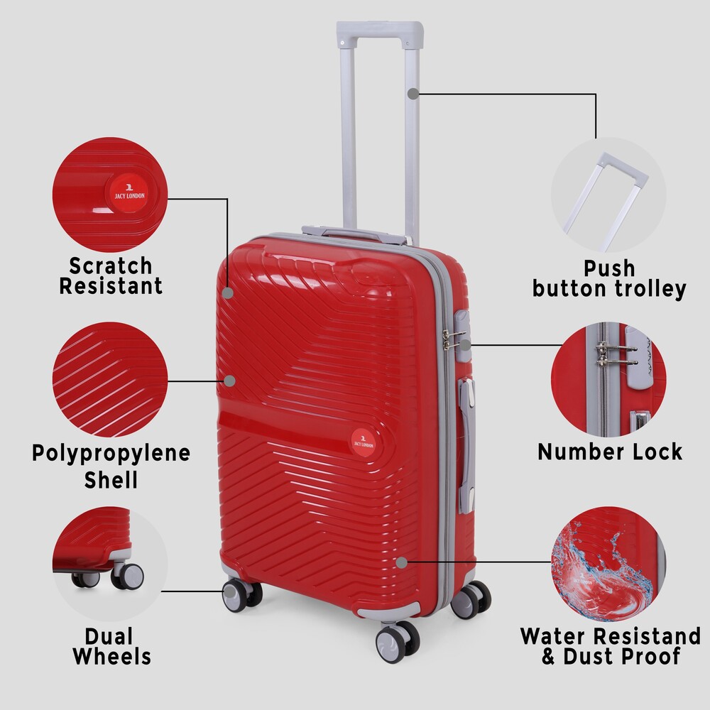 Red check in trolley bag