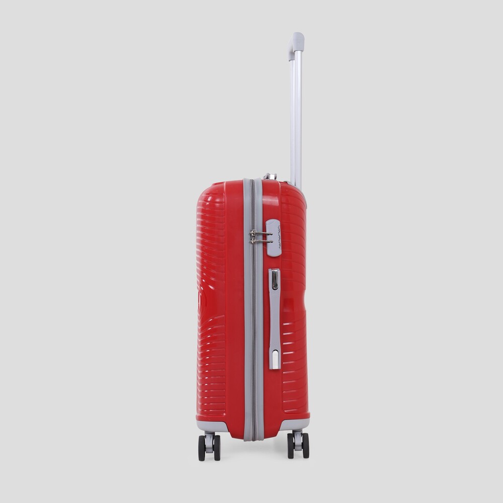 Red check in trolley bag