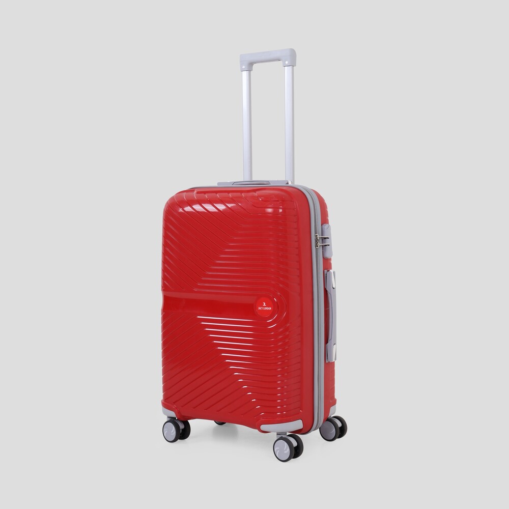 Red check in trolley bag