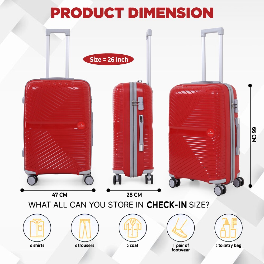 Red check in trolley bag