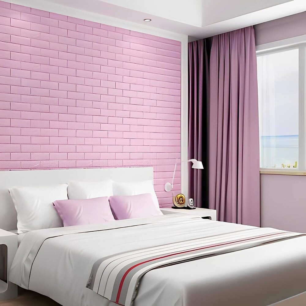 3D PURPLE BRICK SELF ADHESIVE WALLPAPER