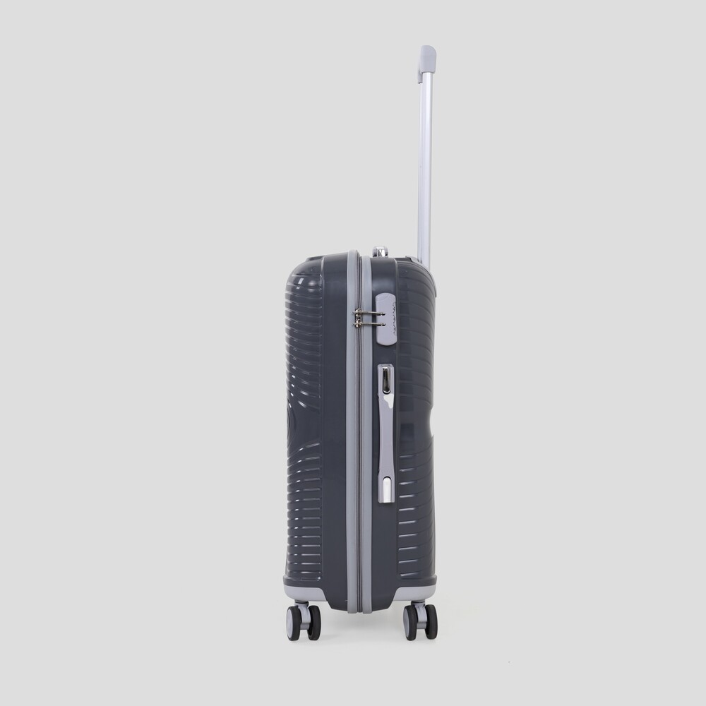 Dark grey check in trolley bag