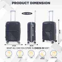 Dark grey check in trolley bag