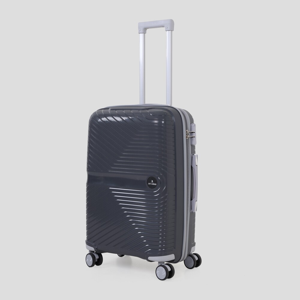 Dark grey check in trolley bag