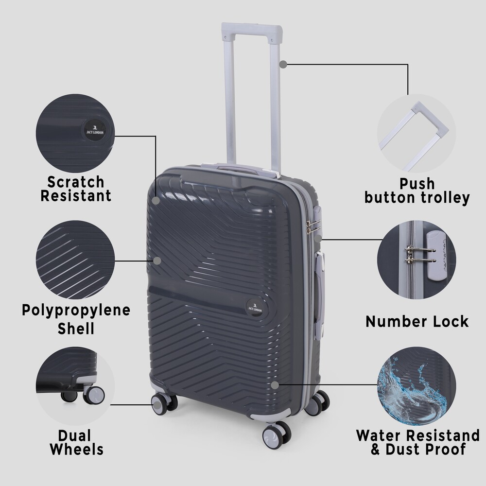 Dark grey check in trolley bag