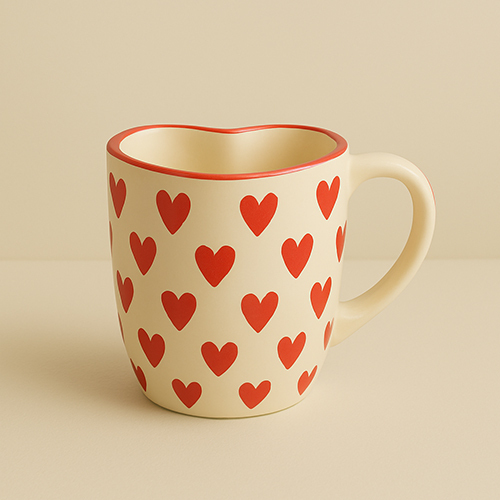Handmade Love Notes Mug And Dish Set Heart-Shaped Ceramic Gift Duo