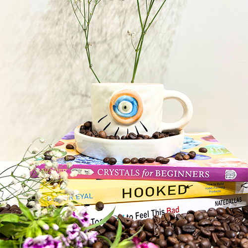 Sunstone Gaze Evil Eye Ceramic Mug And Plate Set