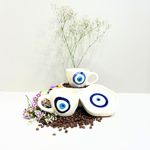 Midnight Nazar Evil Eye Ceramic Mug And Plate Set