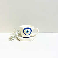 Midnight Nazar Evil Eye Ceramic Mug And Plate Set