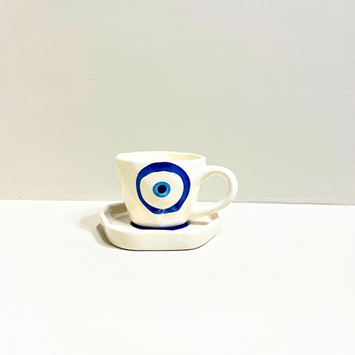 Midnight Nazar Evil Eye Ceramic Mug And Plate Set