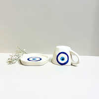 Midnight Nazar Evil Eye Ceramic Mug And Plate Set