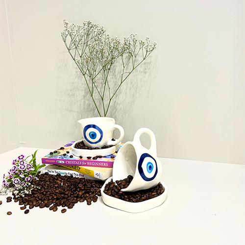 Midnight Nazar Evil Eye Ceramic Mug And Plate Set