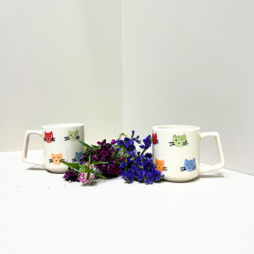 Purrfect Companions Hand-Painted Kitty Face Mug