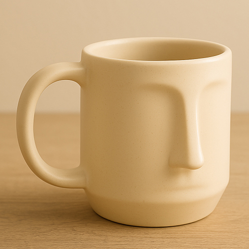Arto Face Mug-Handmade Ceramic Mug in Off-White with Minimalist Face Design