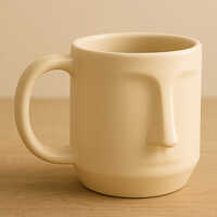 Arto Face Mug-Handmade Ceramic Mug in Off-White with Minimalist Face Design