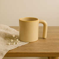 Modern Soleil Mug Warm Ochre Stoneware With Sculptural Handle