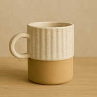 Earth-ivory Rustic Stoneware Mug - Color: Brown