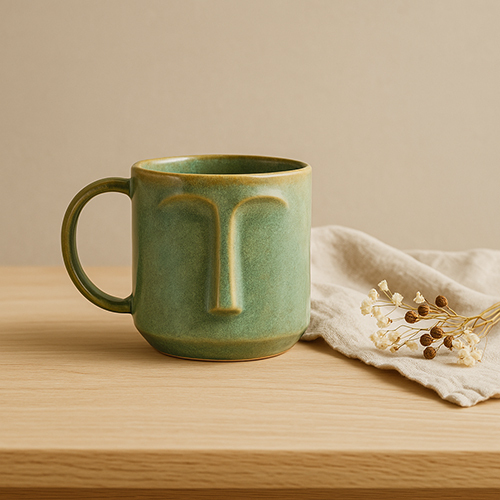 Arto Face Mug-Handmade Ceramic Mug With Abstract Minimalist Design