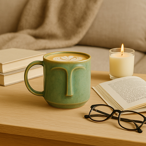 Arto Face Mug-Handmade Ceramic Mug With Abstract Minimalist Design