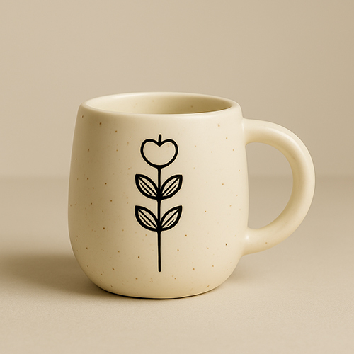 The Stillness Mug Handcrafted Ceramic With Minimal Botanical Art