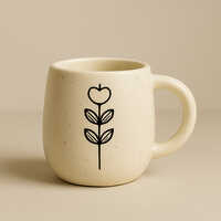 The Stillness Mug Handcrafted Ceramic With Minimal Botanical Art