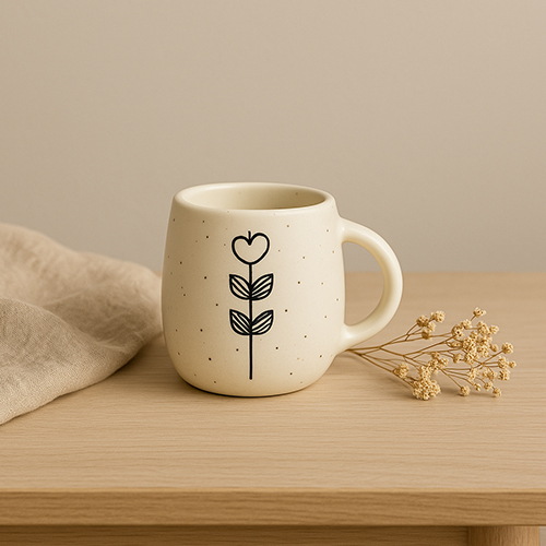 The Stillness Mug Handcrafted Ceramic With Minimal Botanical Art