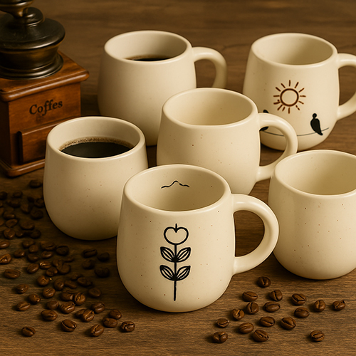 The Stillness Mug Handcrafted Ceramic With Minimal Botanical Art